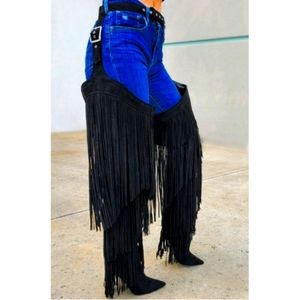 Sexy fringe chap boots